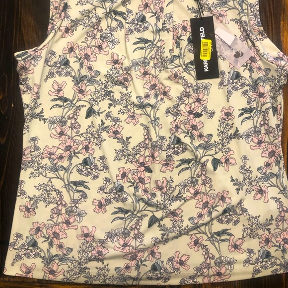 Karl Lagerfeld PARIS 🌸 Beautiful Mint Green w/Pale Pink Flowers Sleeveless SZ M - Picture 6 of 8